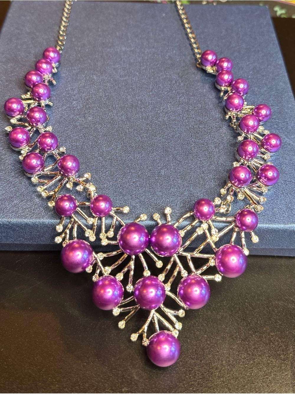 Gorgeous Purple (pink highlights) Statement Bib Necklace